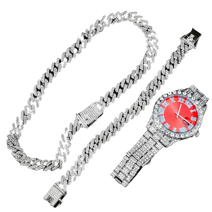 Cuban Chain Watch Set