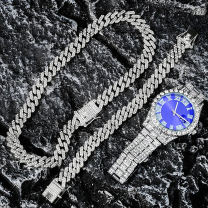 Cuban Chain Watch Set